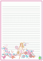 Barbie writing paper, Barbie handwriting paper