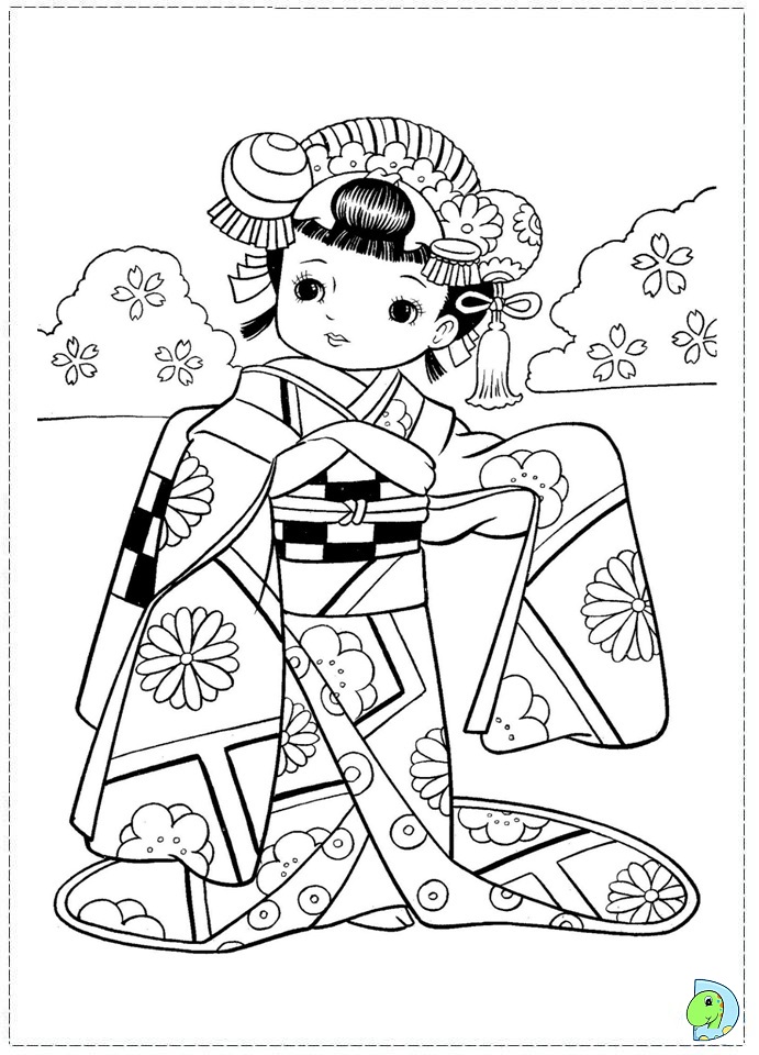 Japanese Girl Coloring page DinoKidsorg