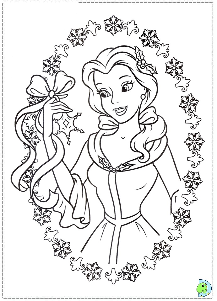 Christmas Disney Princess Coloring Page DinoKids