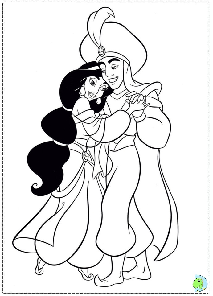 Aladdin And Jasmine Coloring Page DinoKids Aladdin And Jasmine Coloring Page DinoKids