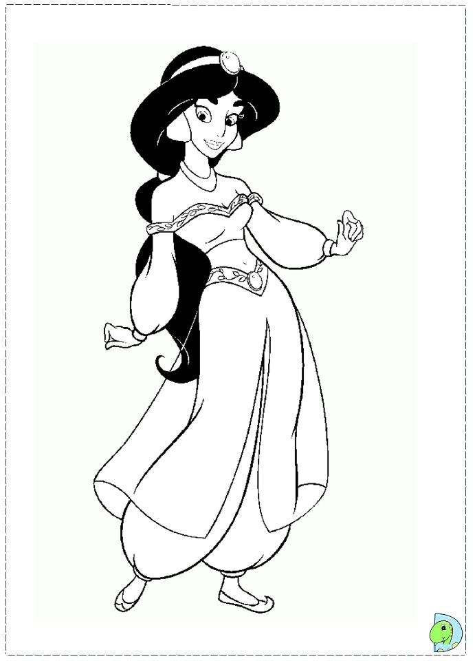 Aladdin and Jasmine coloring page- DinoKids.org
