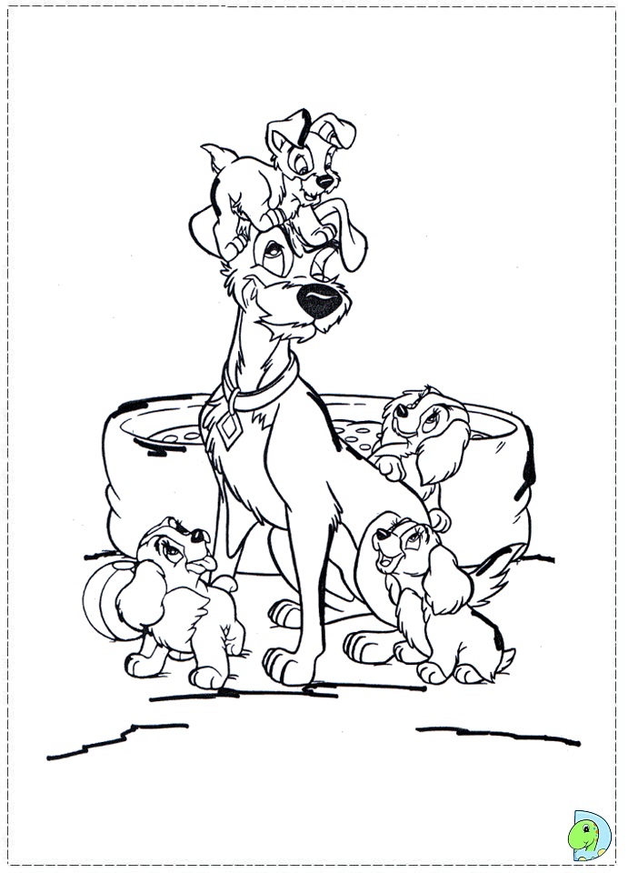 The Lady and the Tramp Coloring page- DinoKids.org