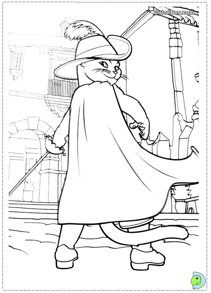 Download Puss in Boots Coloring page- DinoKids.org