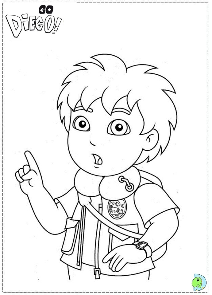 Go Diego coloring page- DinoKids.org