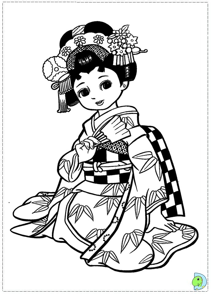 Japanese Girl Coloring page - DinoKids.org