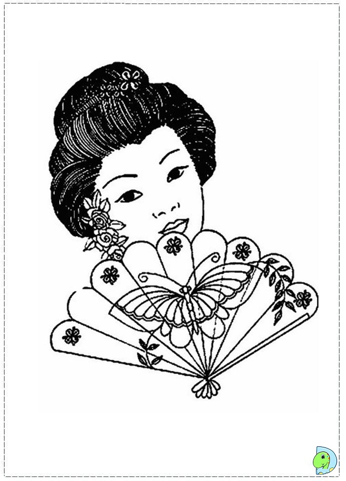 Download Japanese Girl Coloring page - DinoKids.org