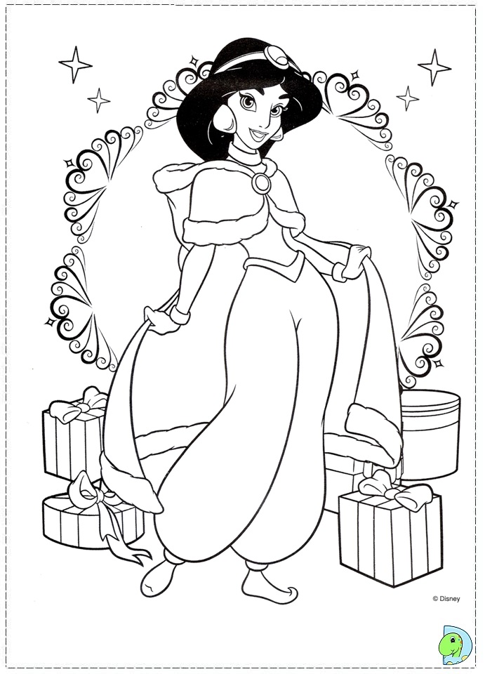 Christmas Disney Princess Coloring Page DinoKids